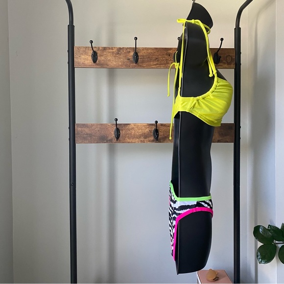 2 pieces bikini swimsuit In green top and zebra bottom size XS/S NEW - Picture 3 of 5